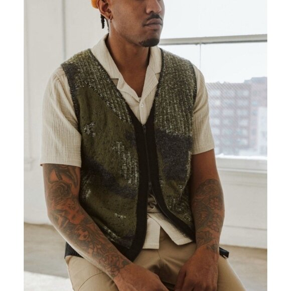Common Market The Henrik Vest Mohair Green Black White Medium - Picture 3 of 7